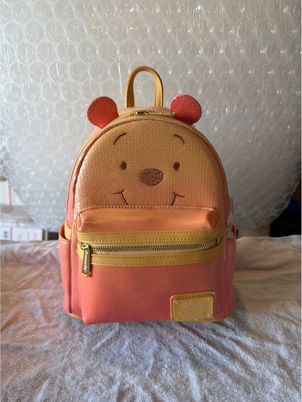Loungefly Disney Winnie the Pooh Cosplay Sequin & Glitter Mini Backpack NWT